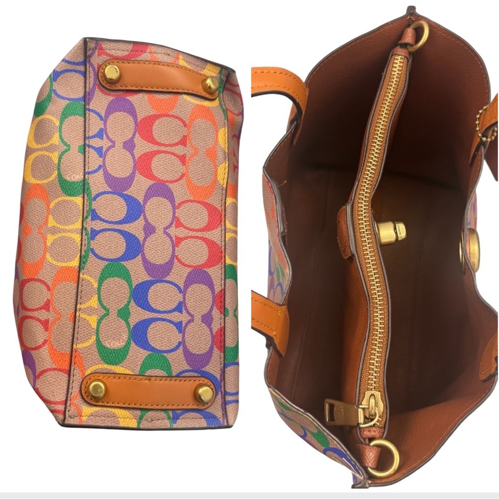 Coach Willow Pride Monogram Coated Canvas Rainbow Signature C Tote Crossbody - Picture 5 of 11